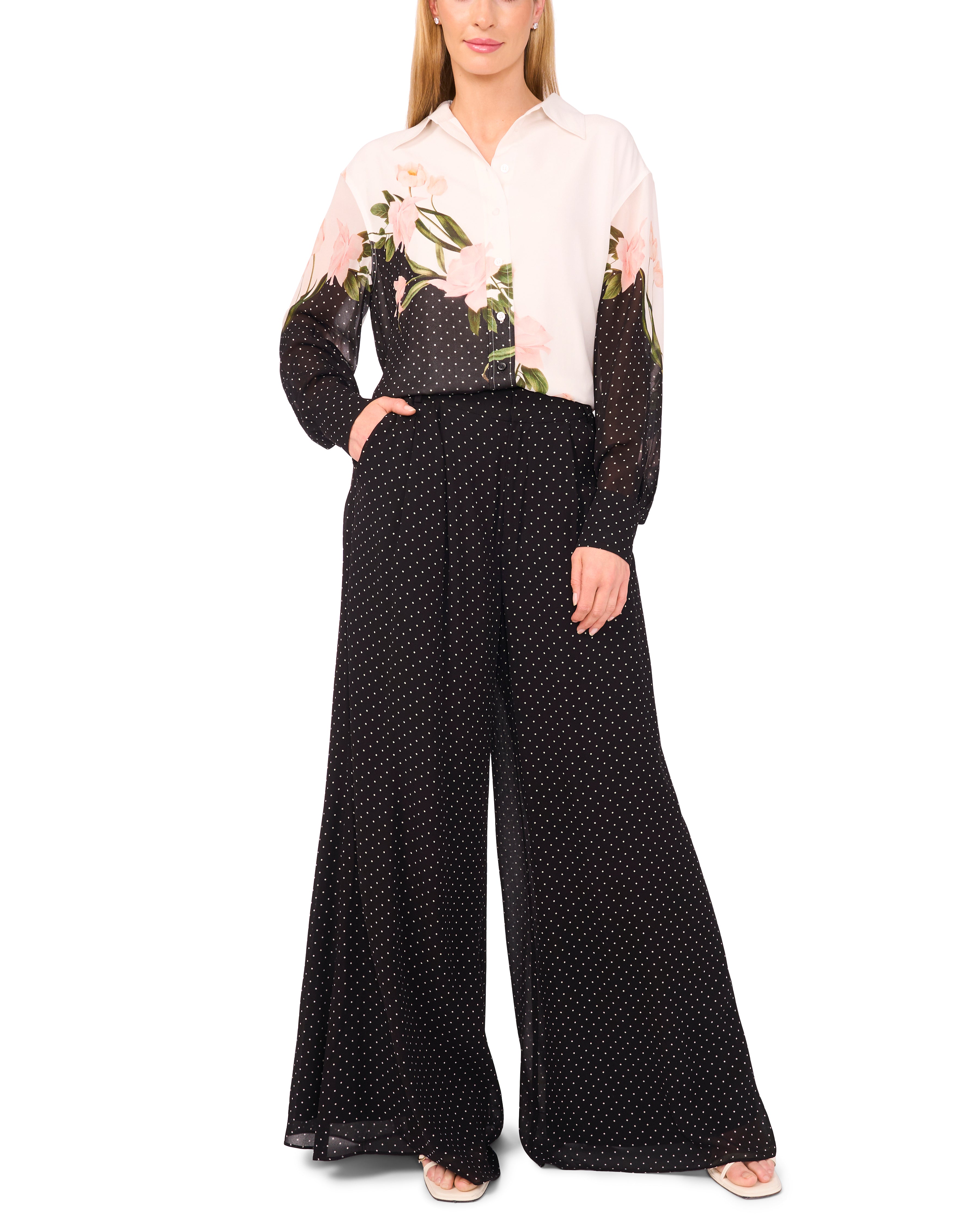 Sale|Women WIDE LEG TUCK PANT - Black - Ted Baker