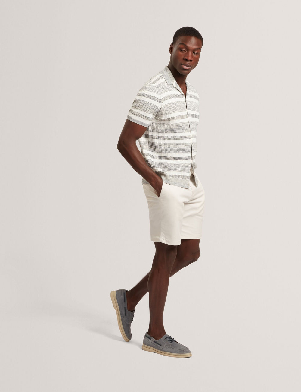 Sale|Men FLACKS Striped Knit Relaxed Short Sleeve Shirt - Ted Baker