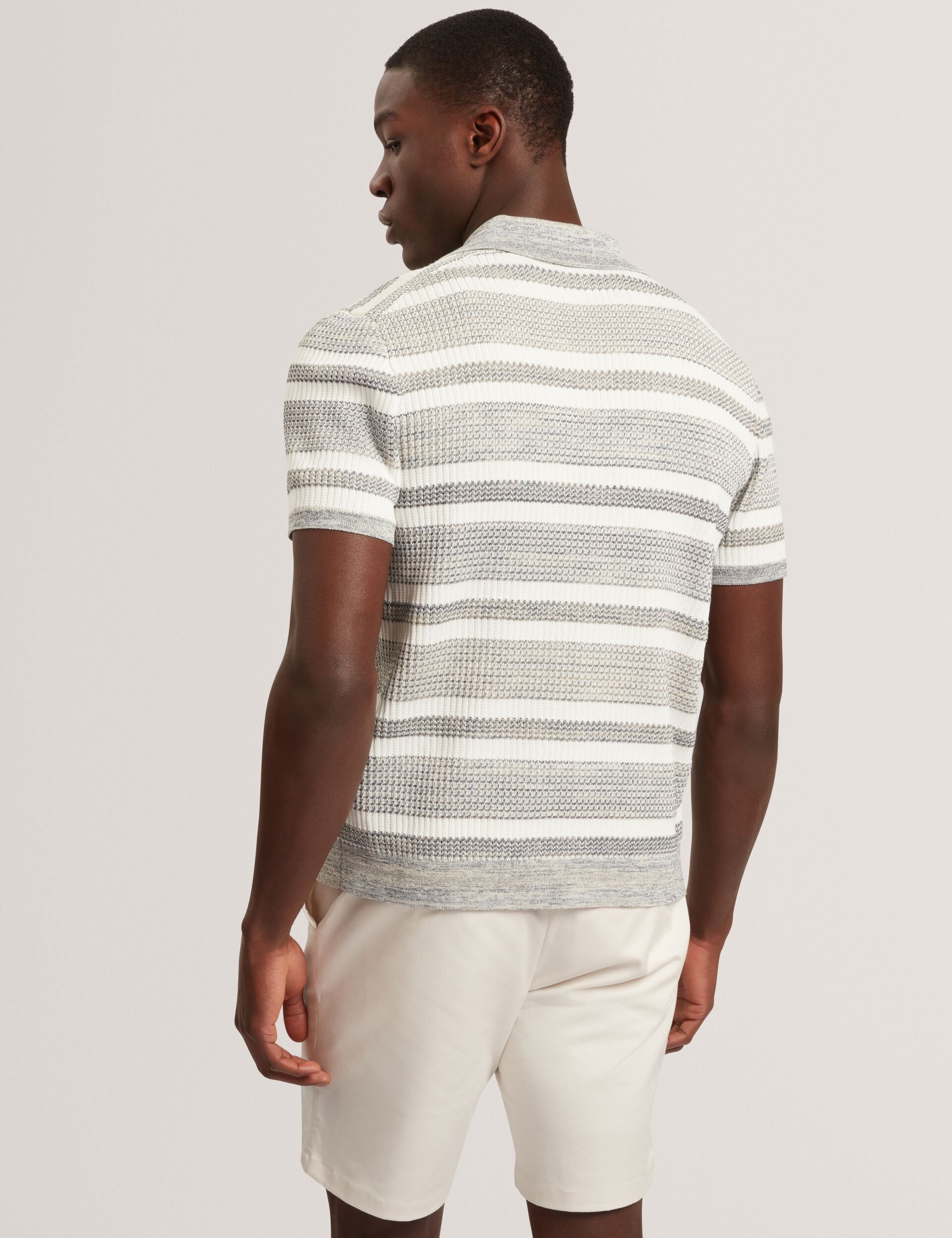 Sale|Men FLACKS Striped Knit Relaxed Short Sleeve Shirt - Ted Baker