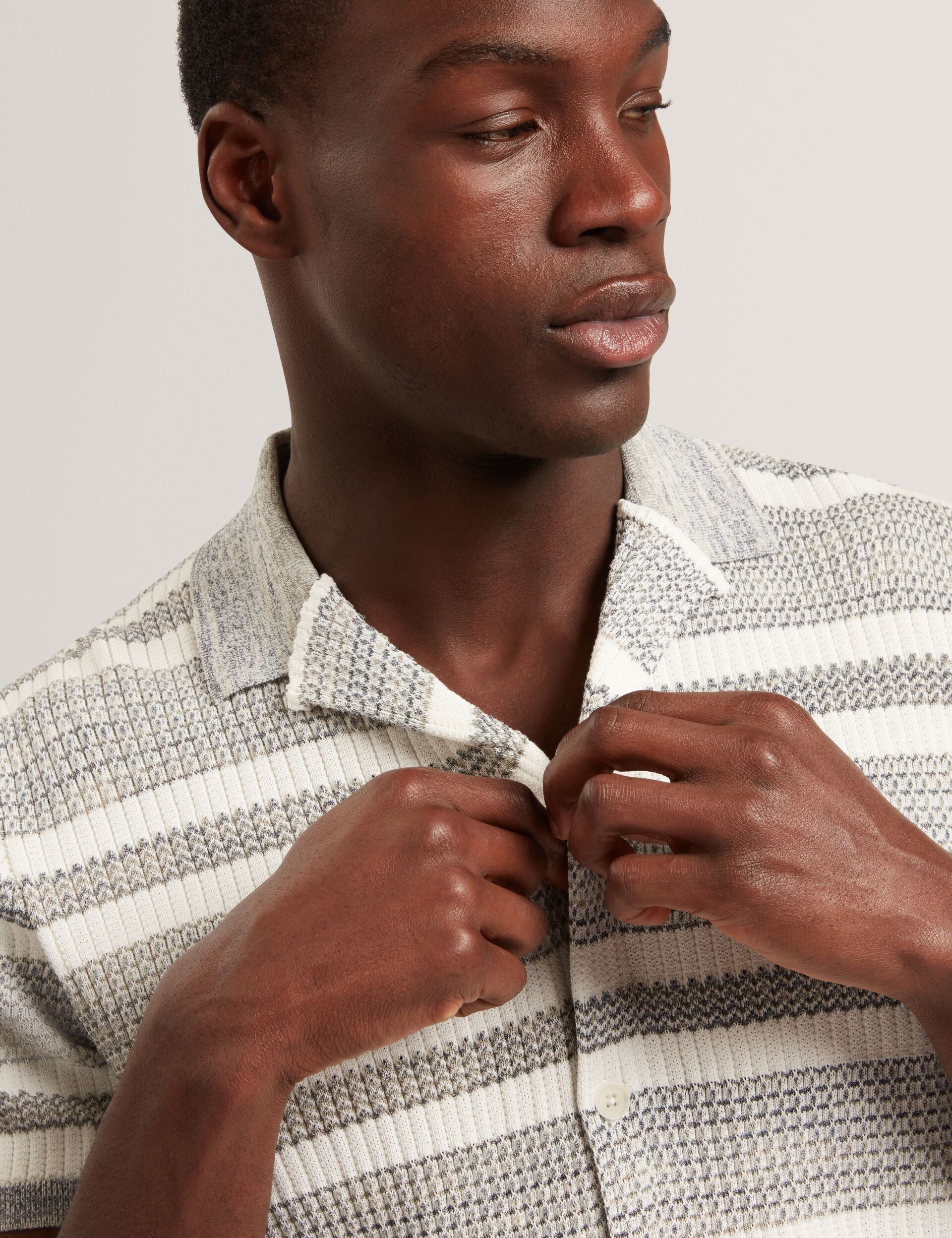 Sale|Men FLACKS Striped Knit Relaxed Short Sleeve Shirt - Ted Baker
