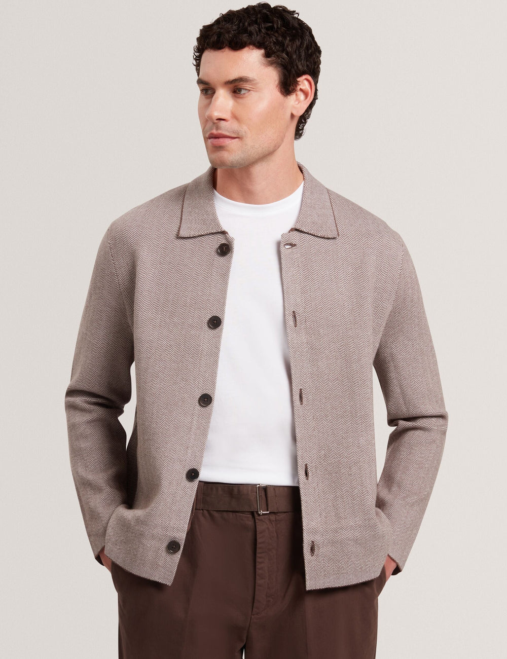 Sale|Men THIMON - Herringbone Knit Button-Up Jacket - Ted Baker