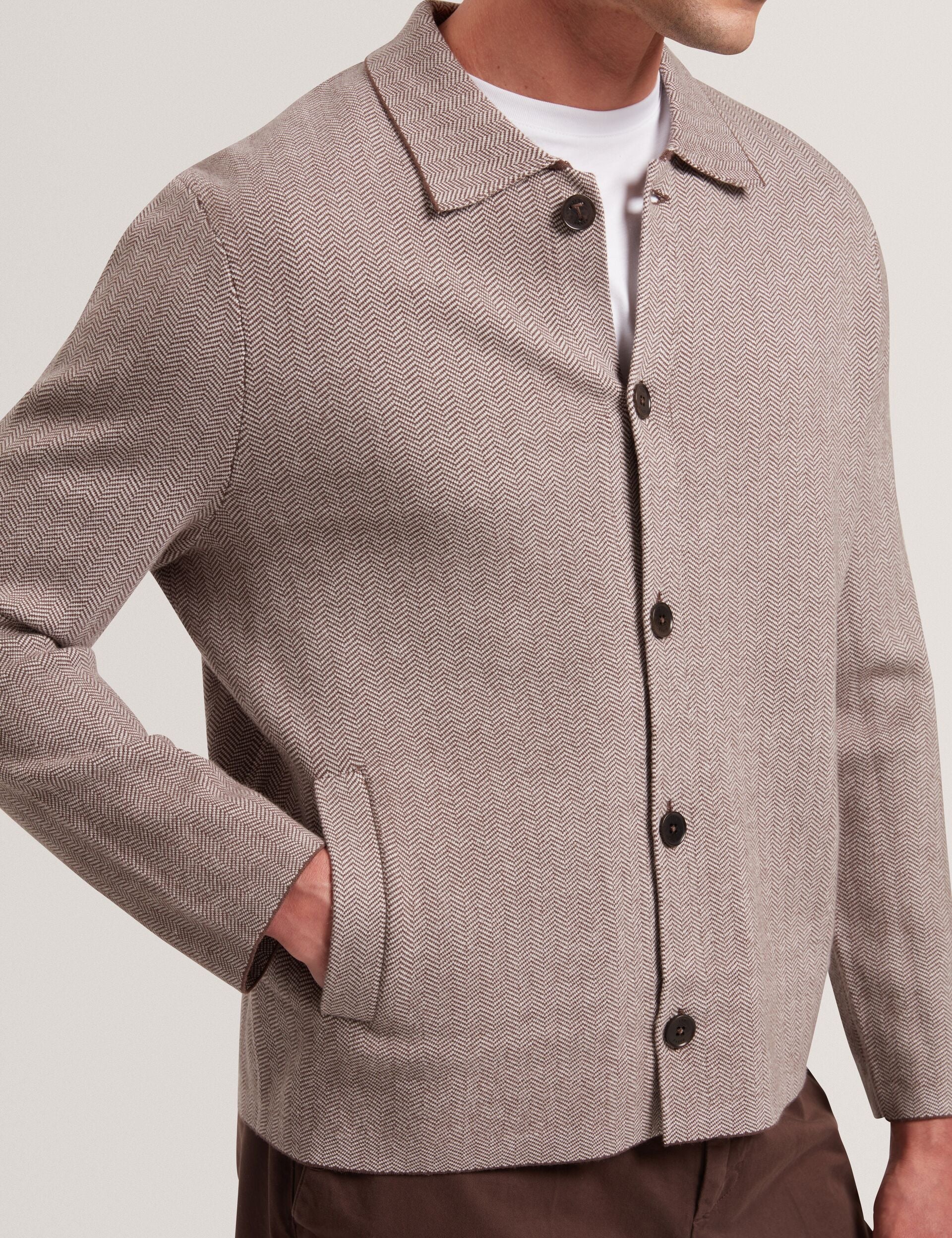 Sale|Men THIMON - Herringbone Knit Button-Up Jacket - Ted Baker