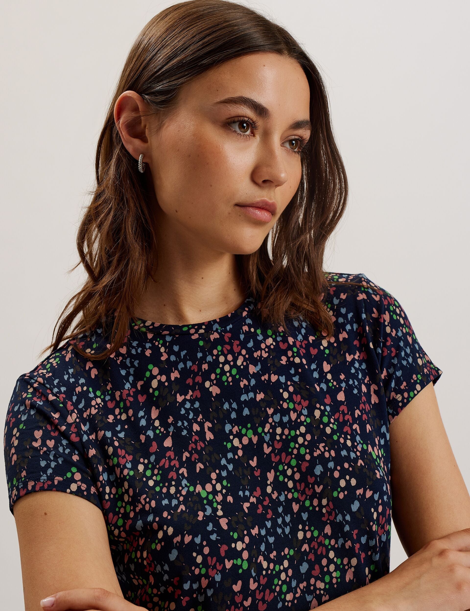 Women REMANAA - Heart Printed Fitted Tee - Ted Baker
