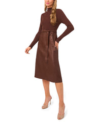 Women|Sale ONEIDA – Mock Neck Midi Dress with Faux Leather Skirt - Ted Baker