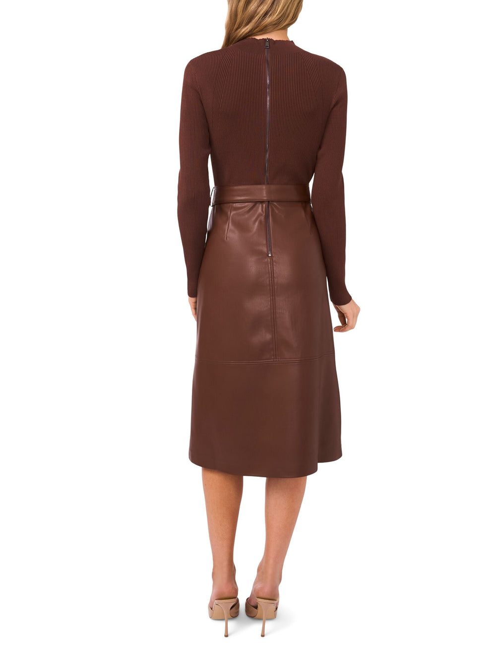 Women|Sale ONEIDA – Mock Neck Midi Dress with Faux Leather Skirt - Ted Baker