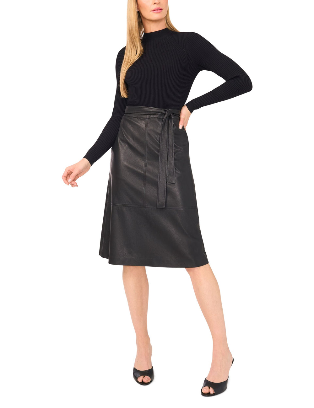 Women ONEIDA – Mock Neck Midi Dress with Faux Leather Skirt - Ted Baker
