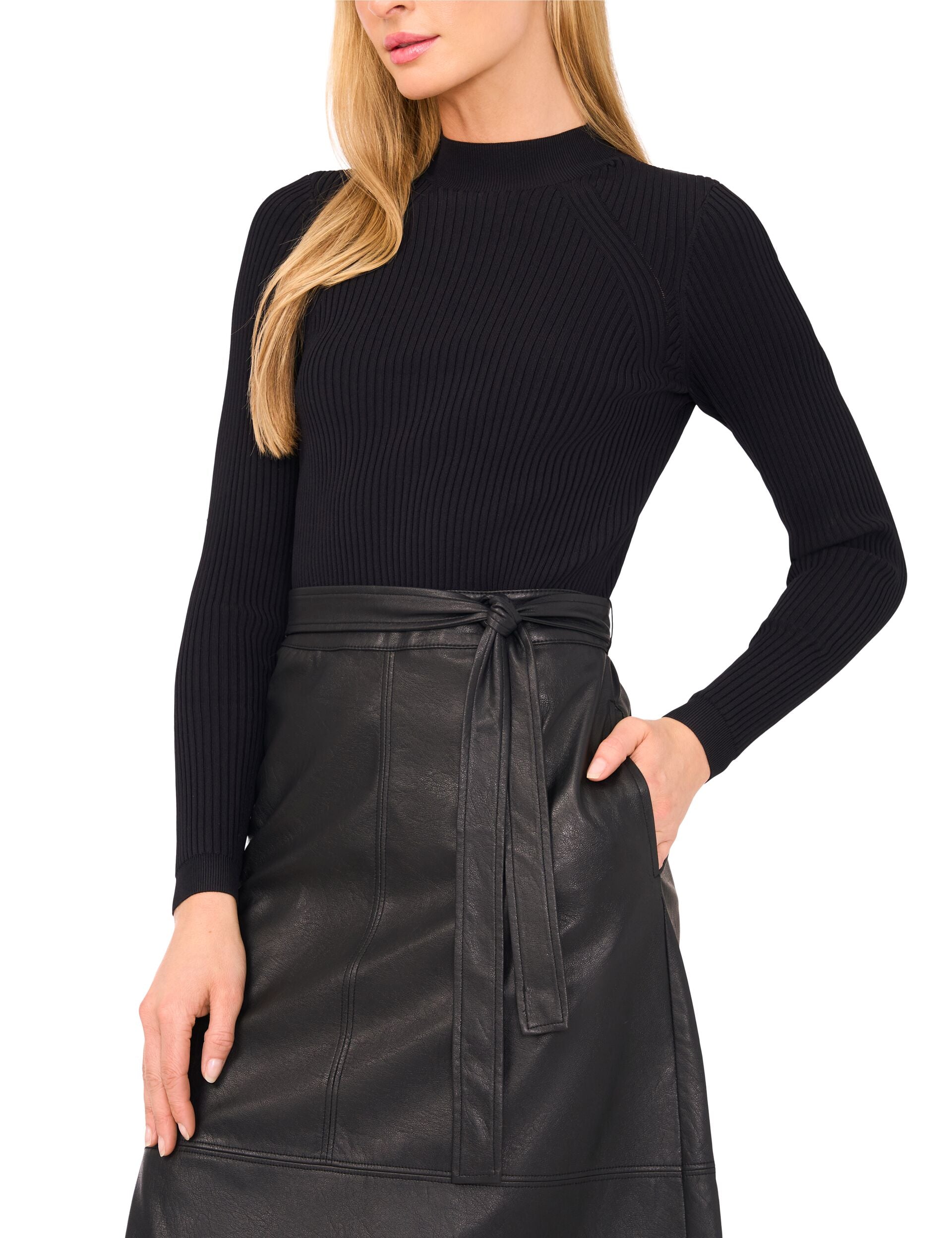 Women ONEIDA – Mock Neck Midi Dress with Faux Leather Skirt - Ted Baker