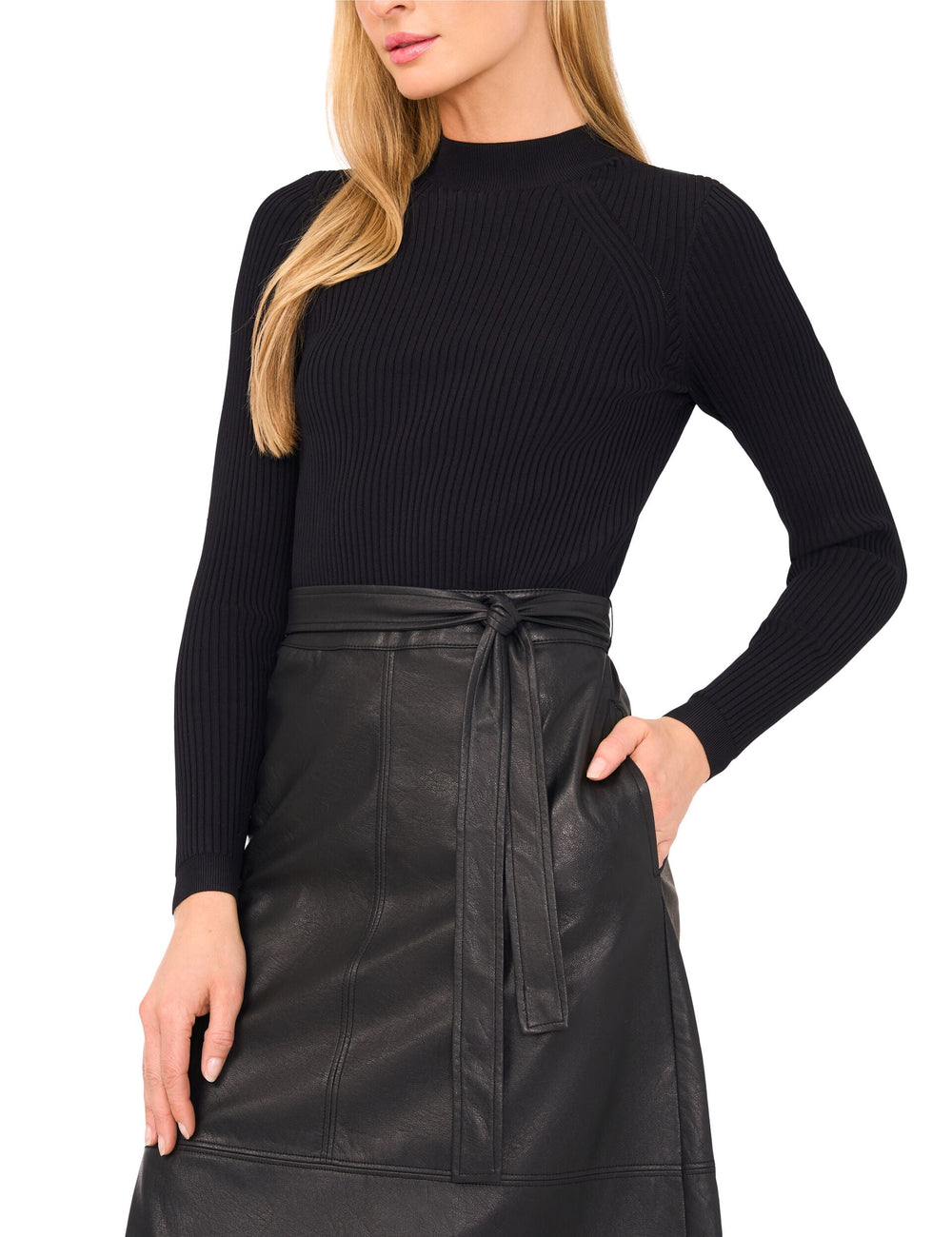 Women ONEIDA – Mock Neck Midi Dress with Faux Leather Skirt - Ted Baker
