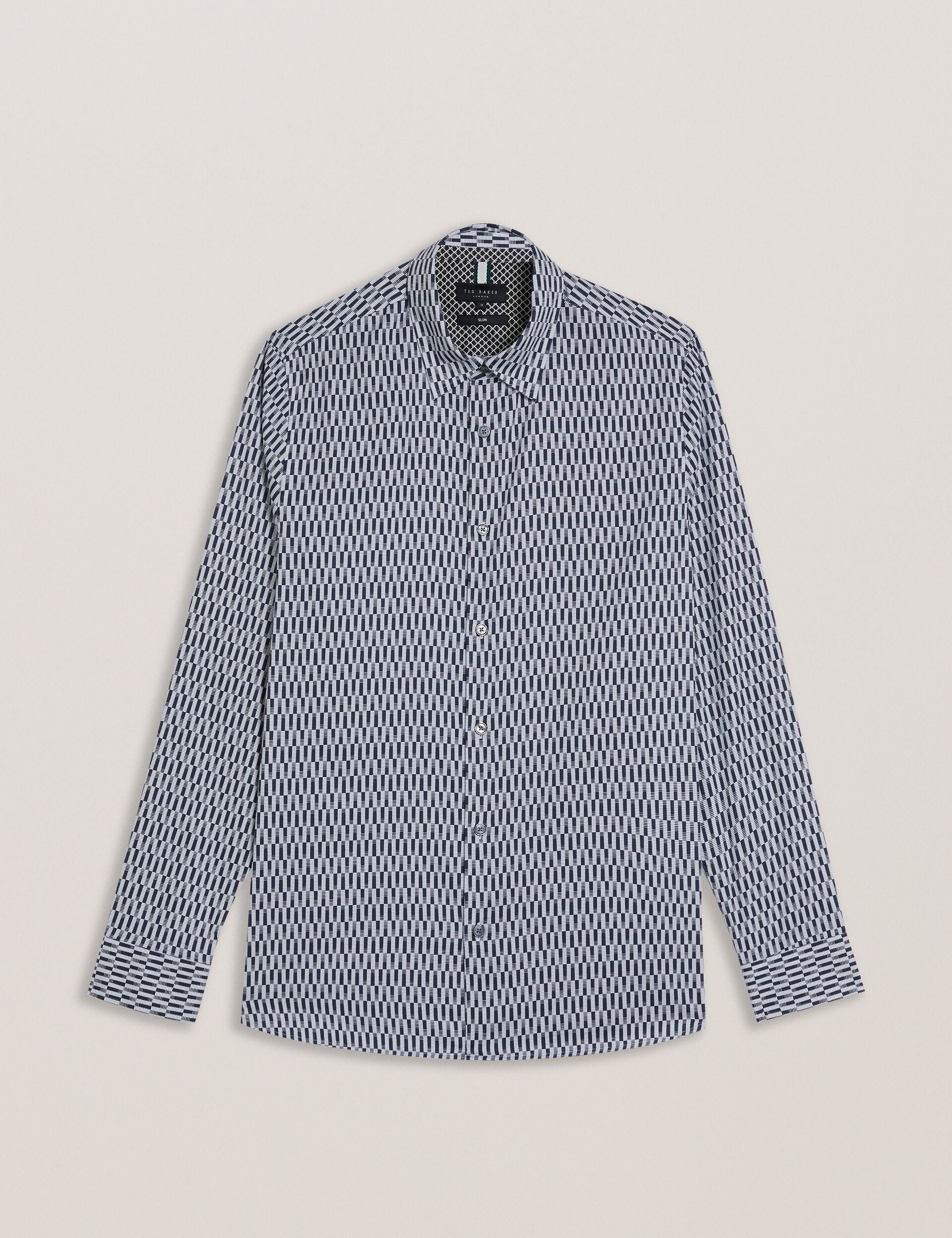 Men FRESTIN - Geometric Pattern Slim Long Sleeve Shirt - Ted Baker