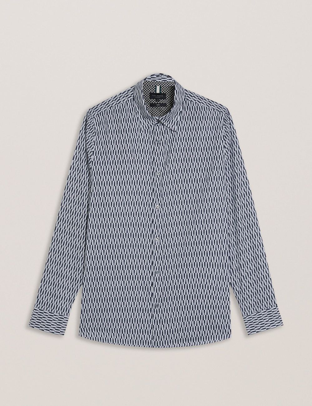 Men FRESTIN - Geometric Pattern Slim Long Sleeve Shirt - Ted Baker