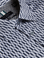 Men FRESTIN - Geometric Pattern Slim Long Sleeve Shirt - Ted Baker