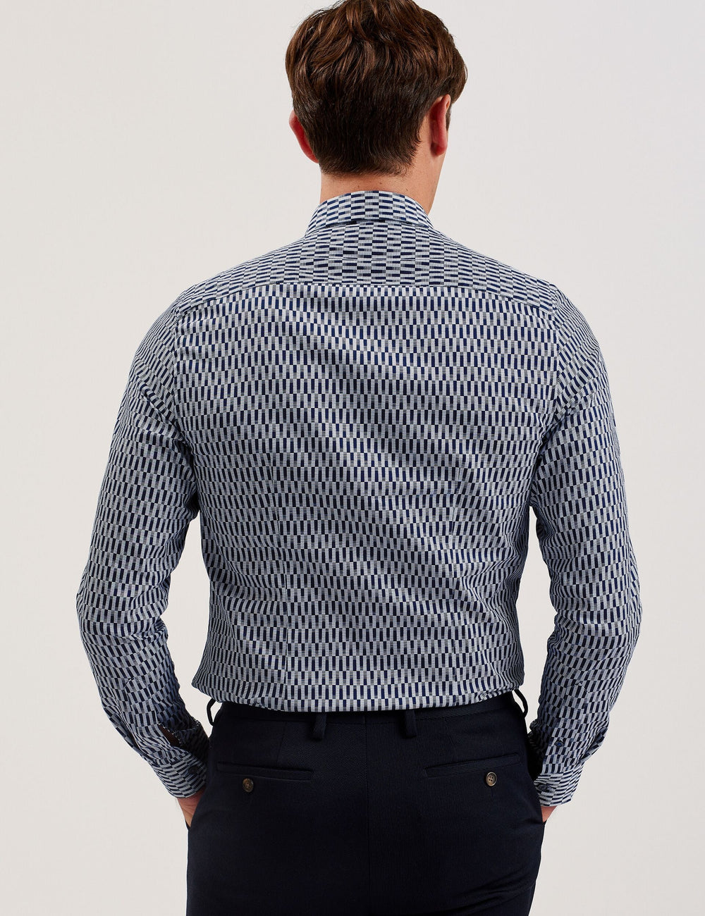 Men FRESTIN - Geometric Pattern Slim Long Sleeve Shirt - Ted Baker