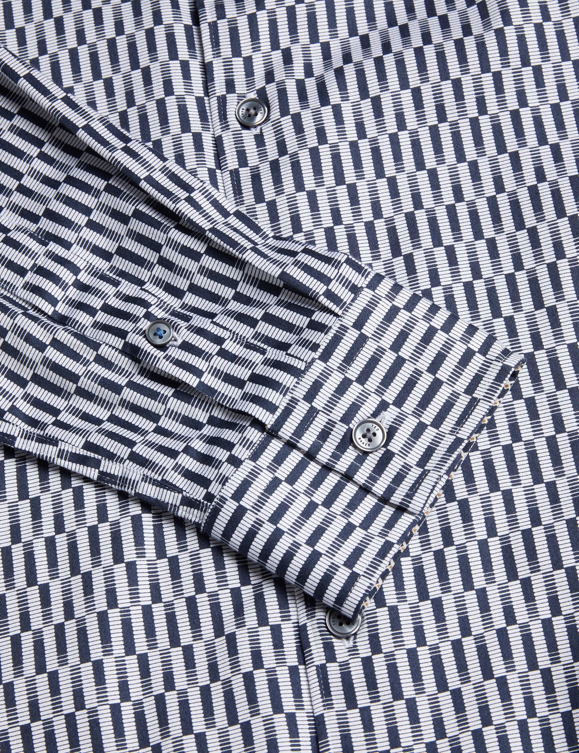 Men FRESTIN - Geometric Pattern Slim Long Sleeve Shirt - Ted Baker