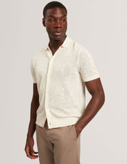 Men JORIEN Textured Crochet Knit Button-Through Polo - Ted Baker