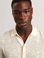Men JORIEN Textured Crochet Knit Button-Through Polo - Ted Baker