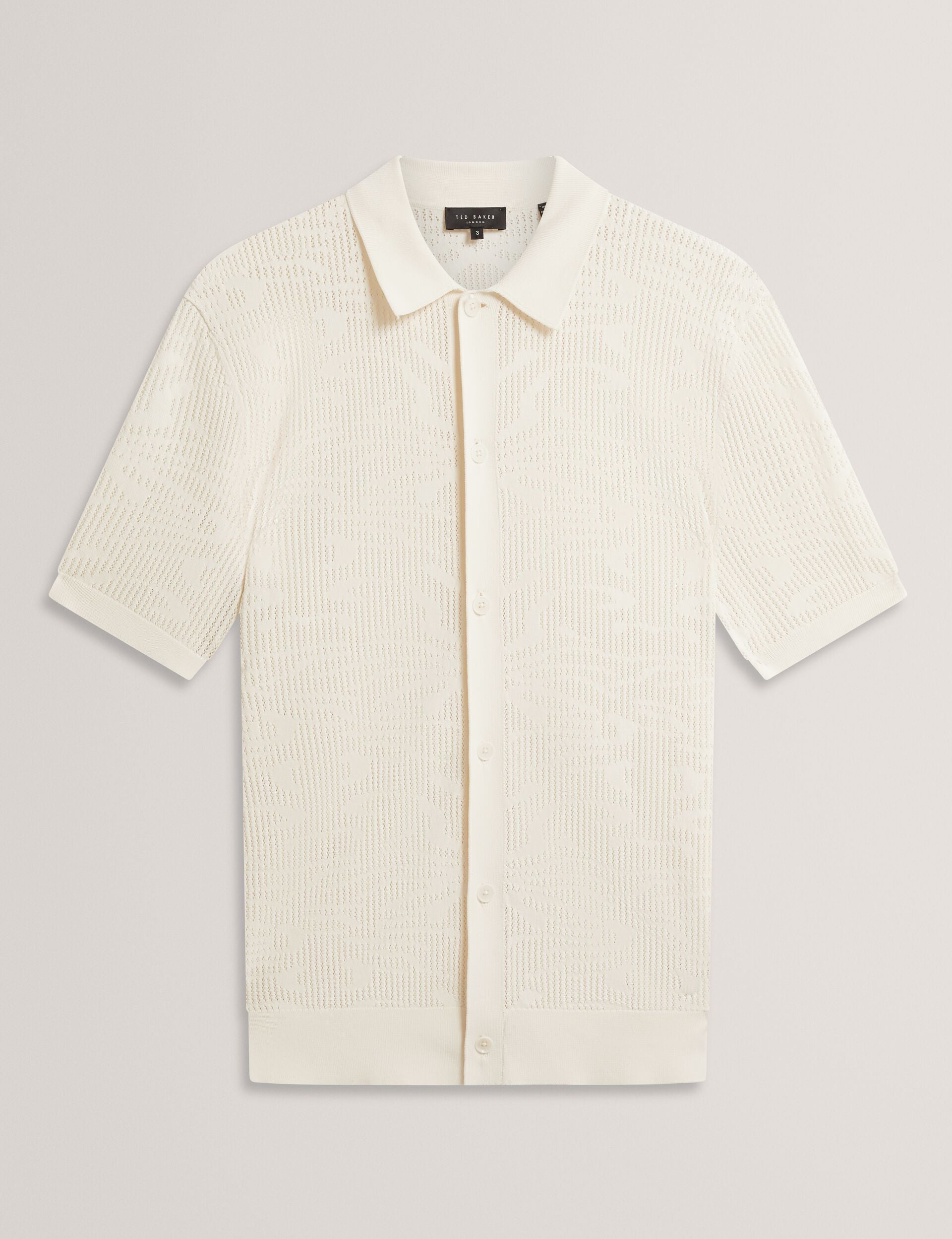 Men JORIEN Textured Crochet Knit Button-Through Polo - Ted Baker