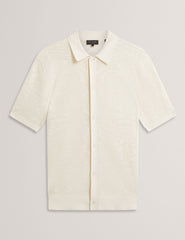 Men JORIEN Textured Crochet Knit Button-Through Polo - Ted Baker