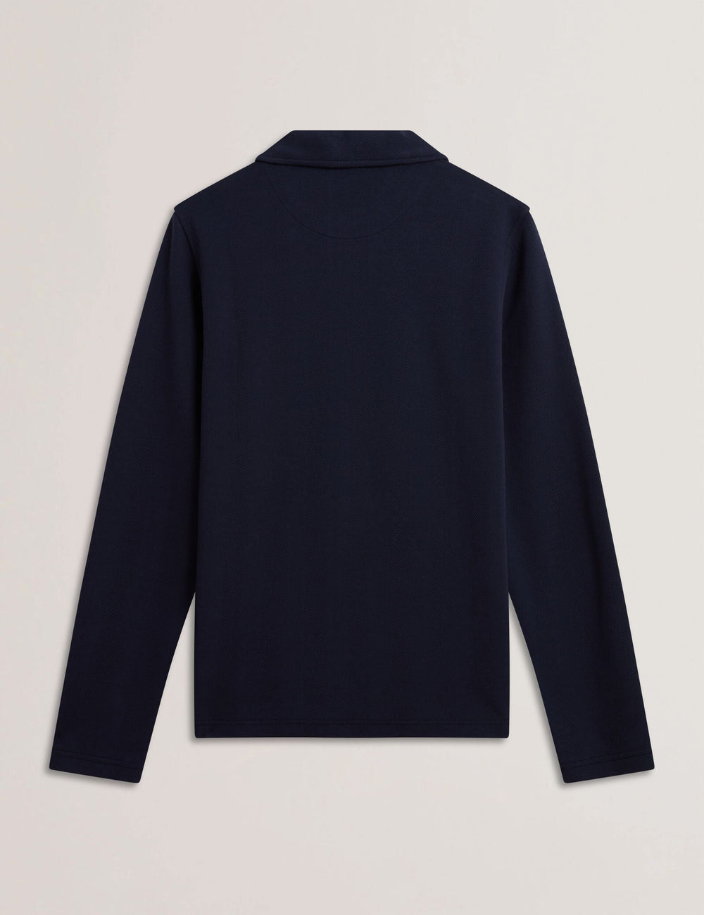 Men KALEND - Herringbone Zip Neck Long Sleeve Polo Shirt - Ted Baker