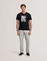 Men JUSTINO - Black Branded Box Print Graphic Cotton T-Shirt - Ted Baker