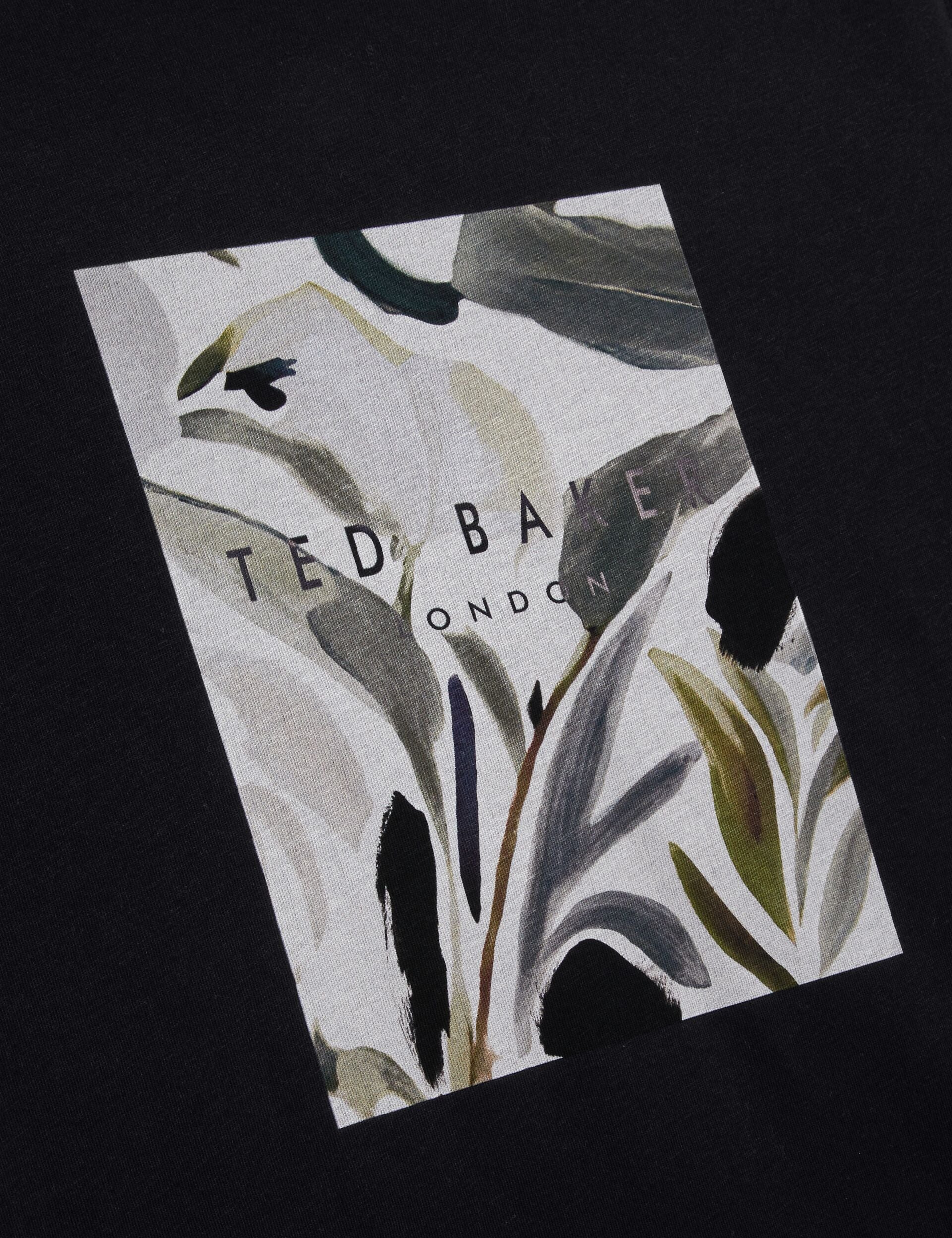Men JUSTINO - Black Branded Box Print Graphic Cotton T-Shirt - Ted Baker