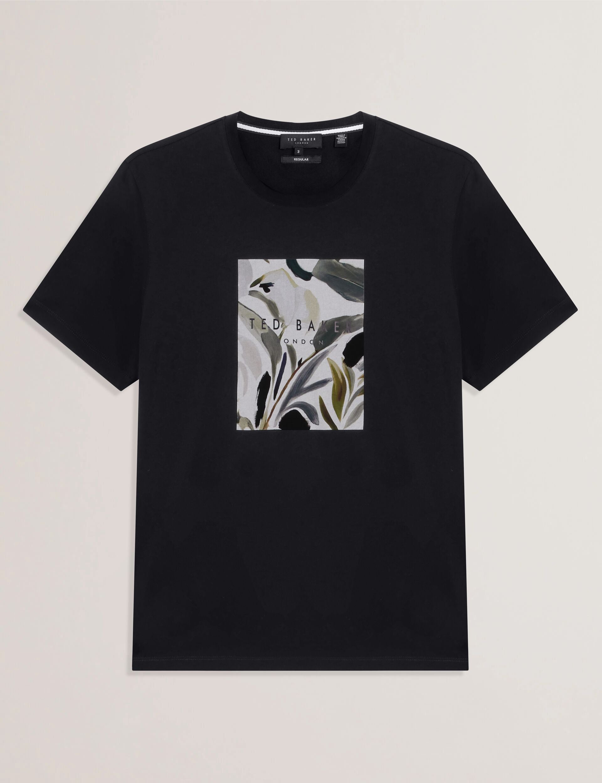 Men JUSTINO - Black Branded Box Print Graphic Cotton T-Shirt - Ted Baker