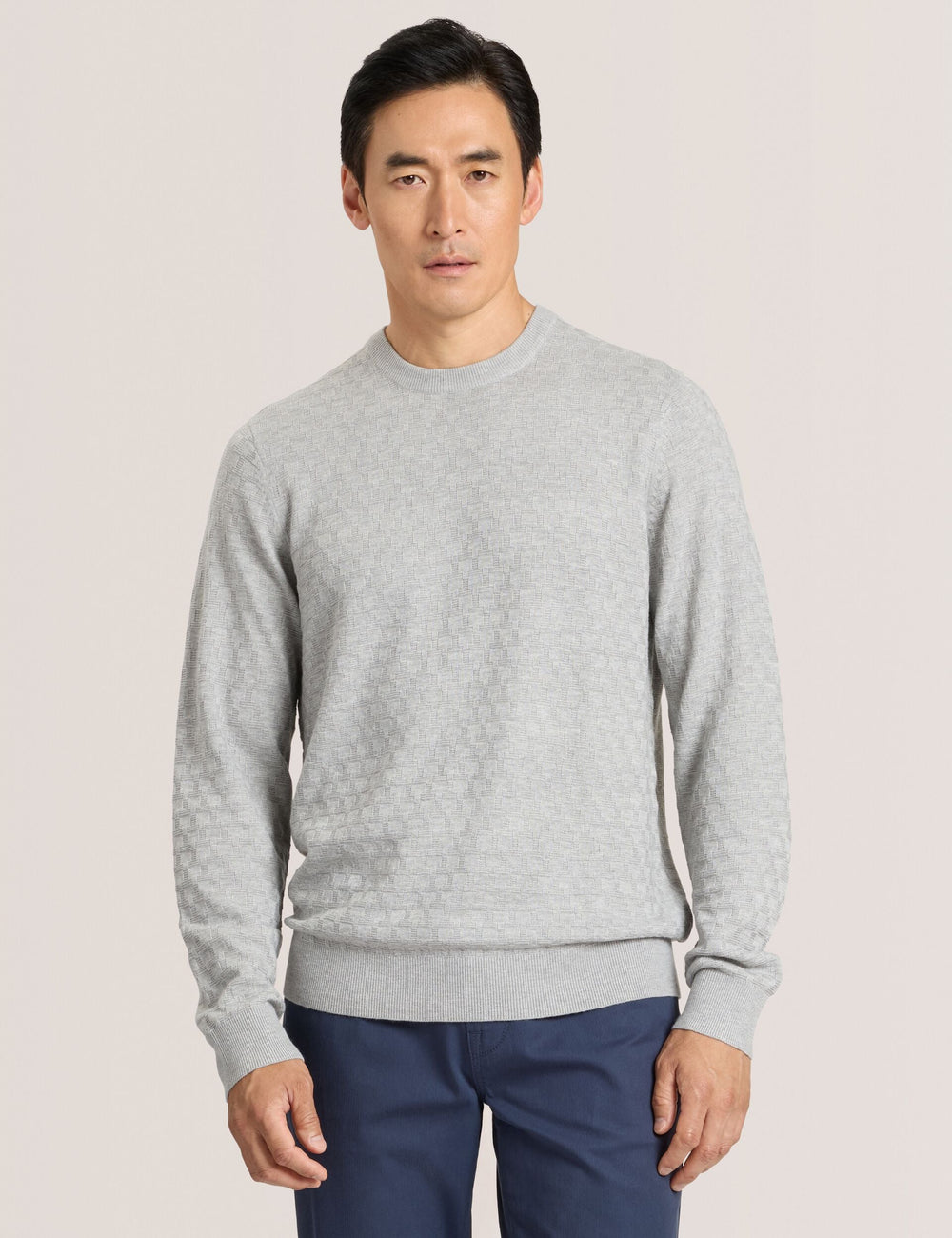 Men T STITCH LONG SLEEVE CREW NECK SWEATER - Grey Heather - Ted Baker