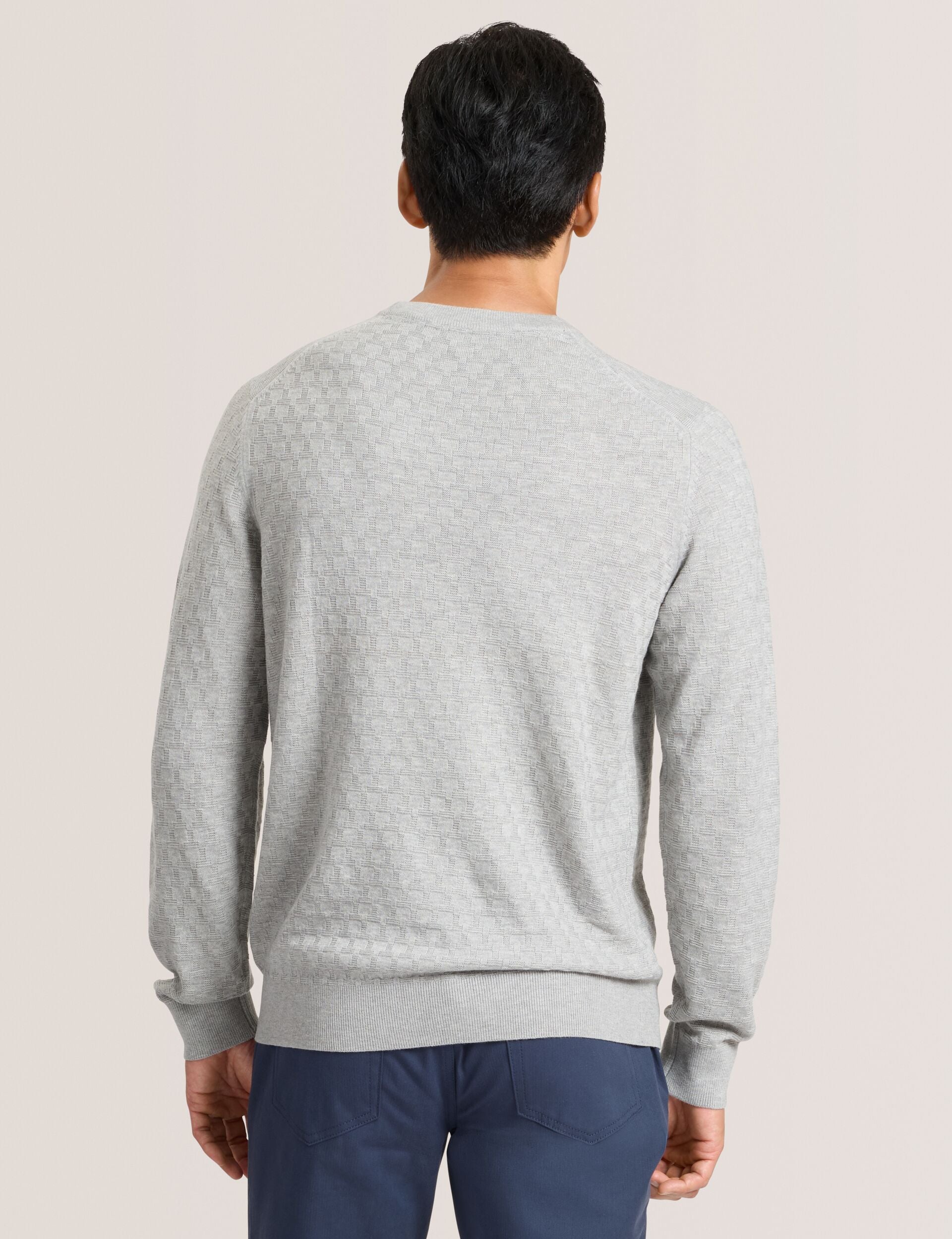 Men T STITCH LONG SLEEVE CREW NECK SWEATER - Grey Heather - Ted Baker