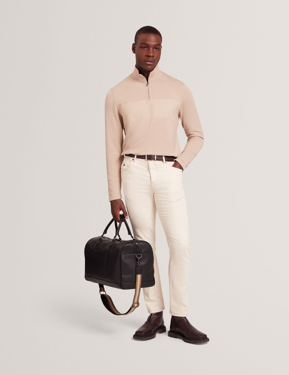 Men|Sale SIMONEA - Textured Panel Half-Zip Modal Sweatshirt - Ted Baker