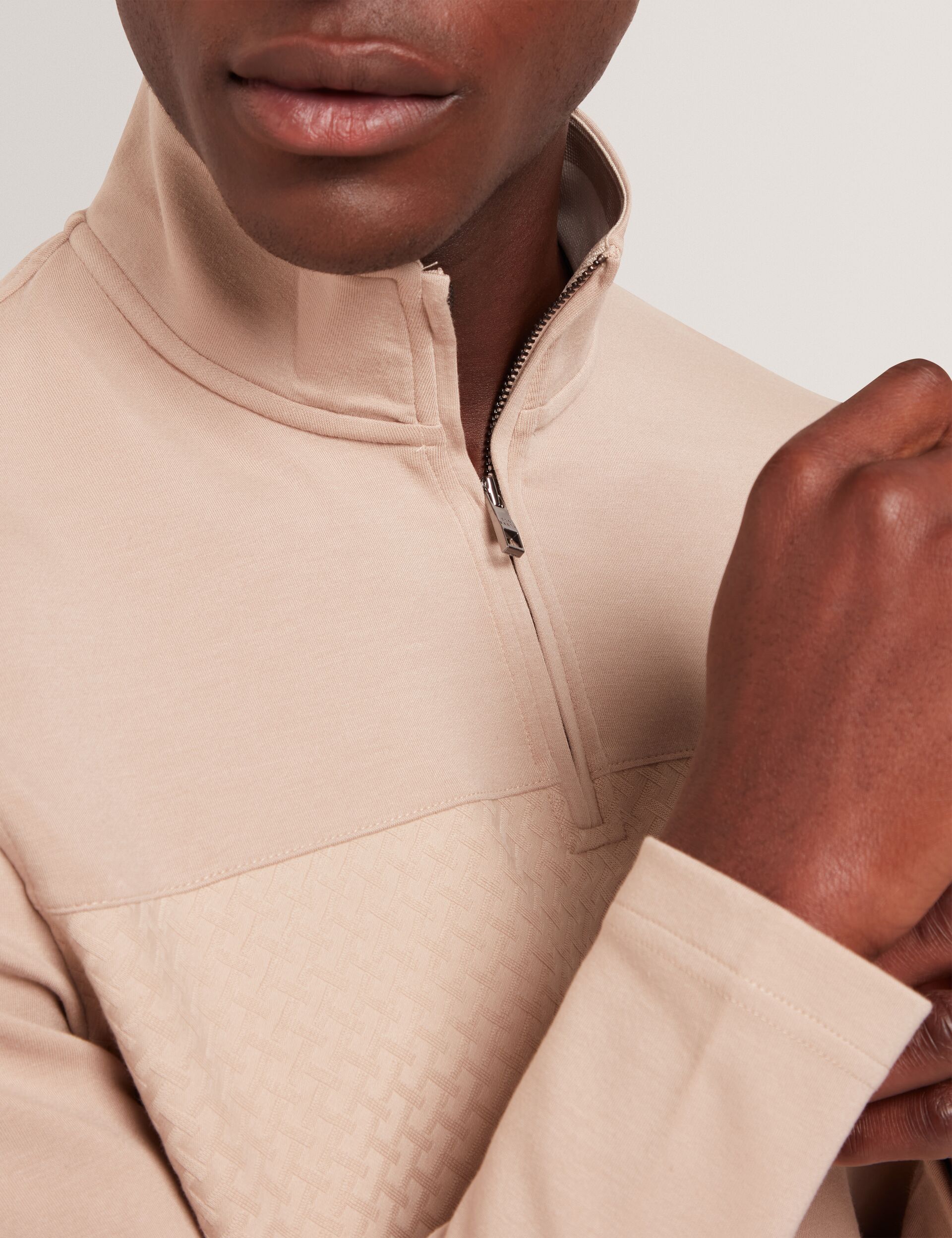Men|Sale SIMONEA - Textured Panel Half-Zip Modal Sweatshirt - Ted Baker
