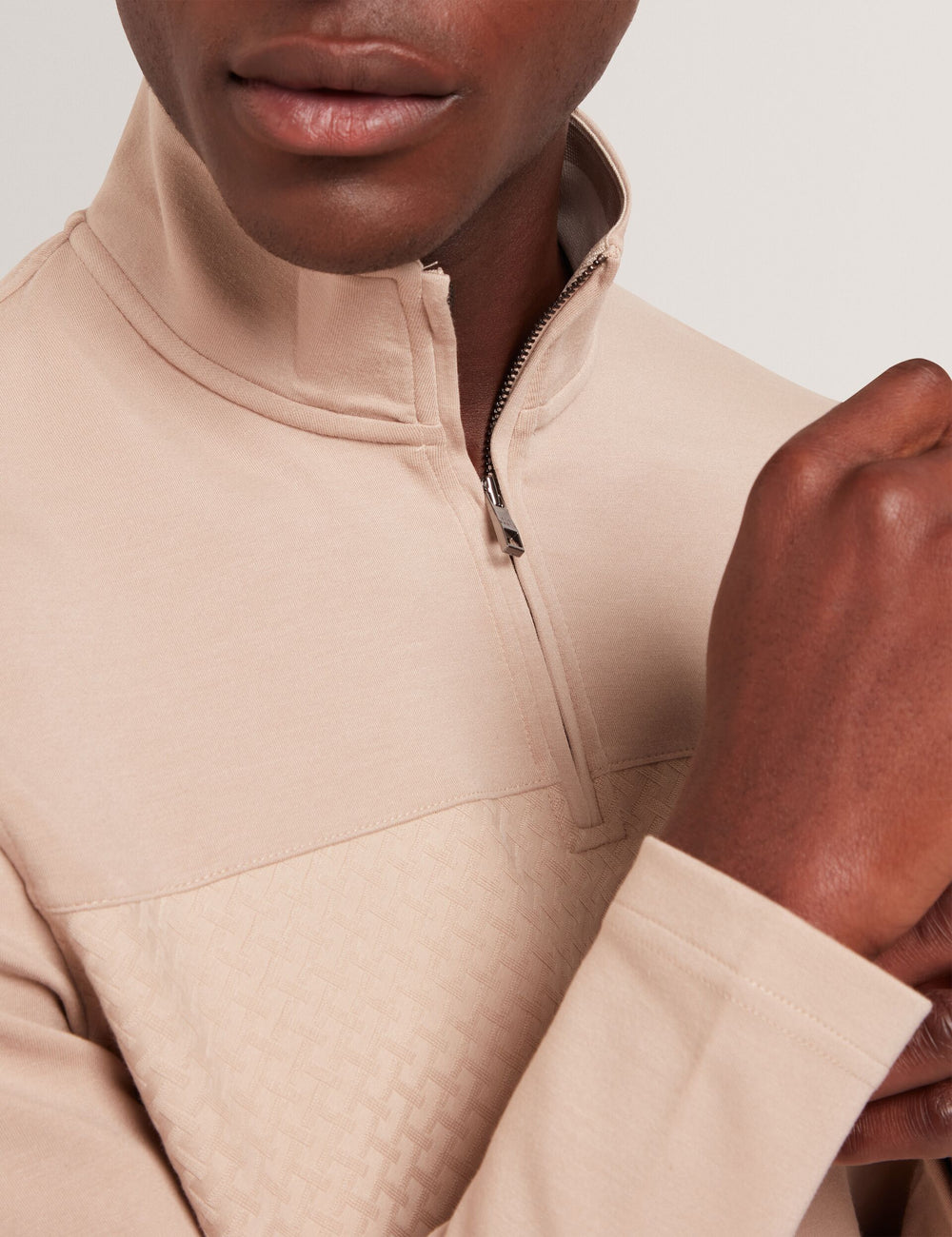 Men|Sale SIMONEA - Textured Panel Half-Zip Modal Sweatshirt - Ted Baker