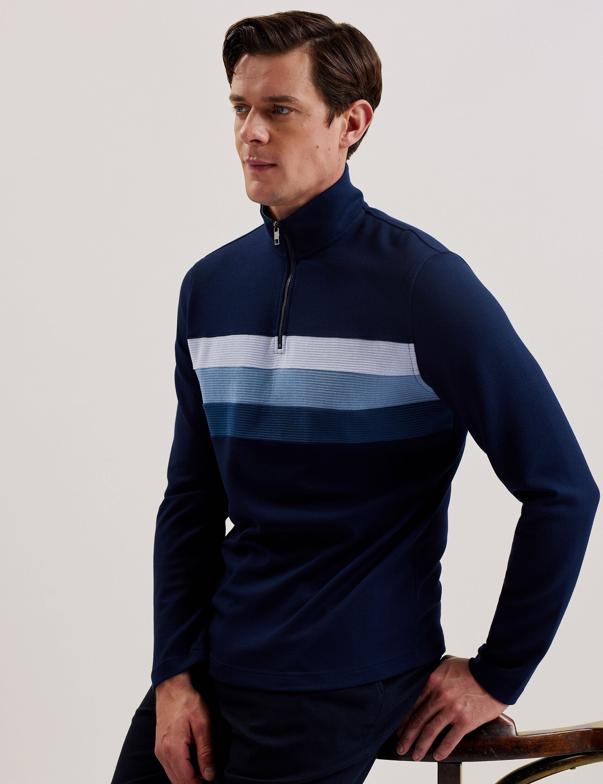 Men LONGMAN - Ombre Stripe Half-Zip Sweatshirt - Ted Baker