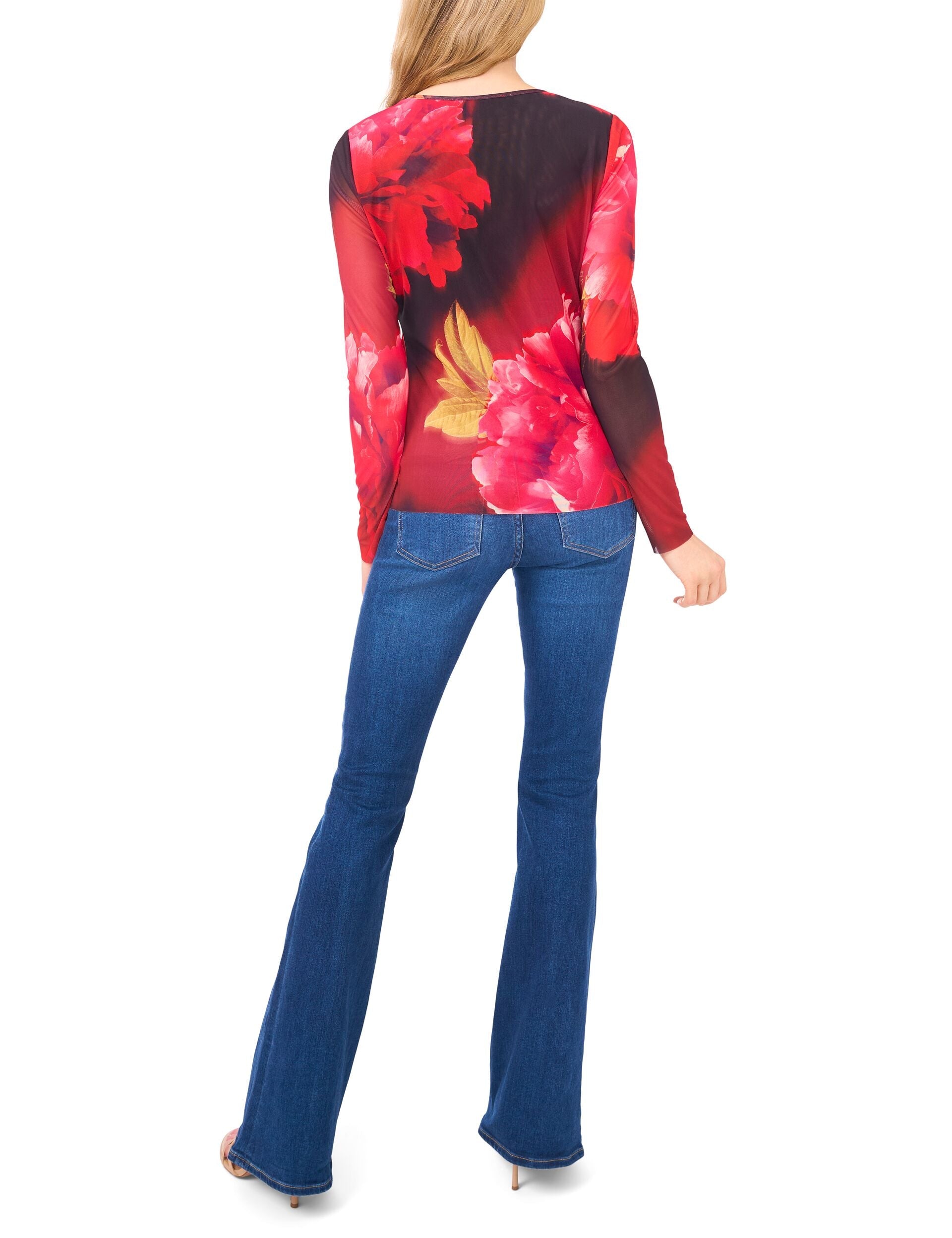 Women|Sale LONG SLEEVE MESH TOP - Flame Scarlet - Ted Baker