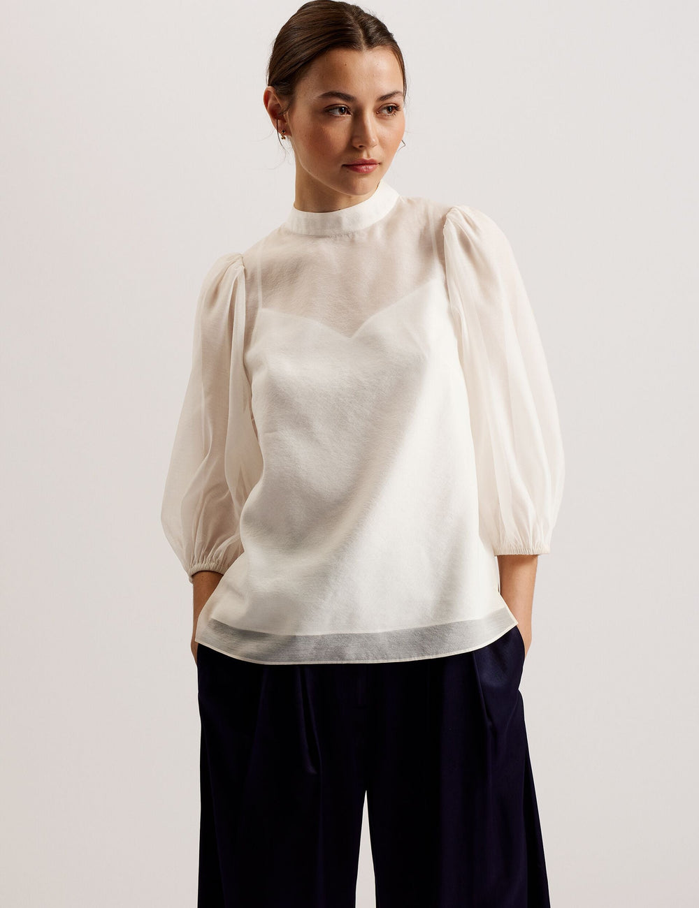 Women FRIAS - Sheer Organza Top with Balloon Sleeves - Ted Baker