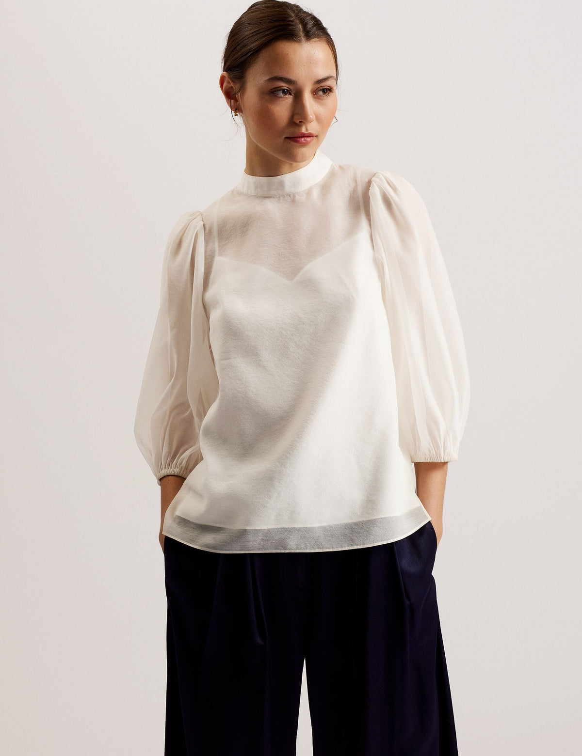 Women FRIAS - Sheer Organza Top with Balloon Sleeves - Ted Baker