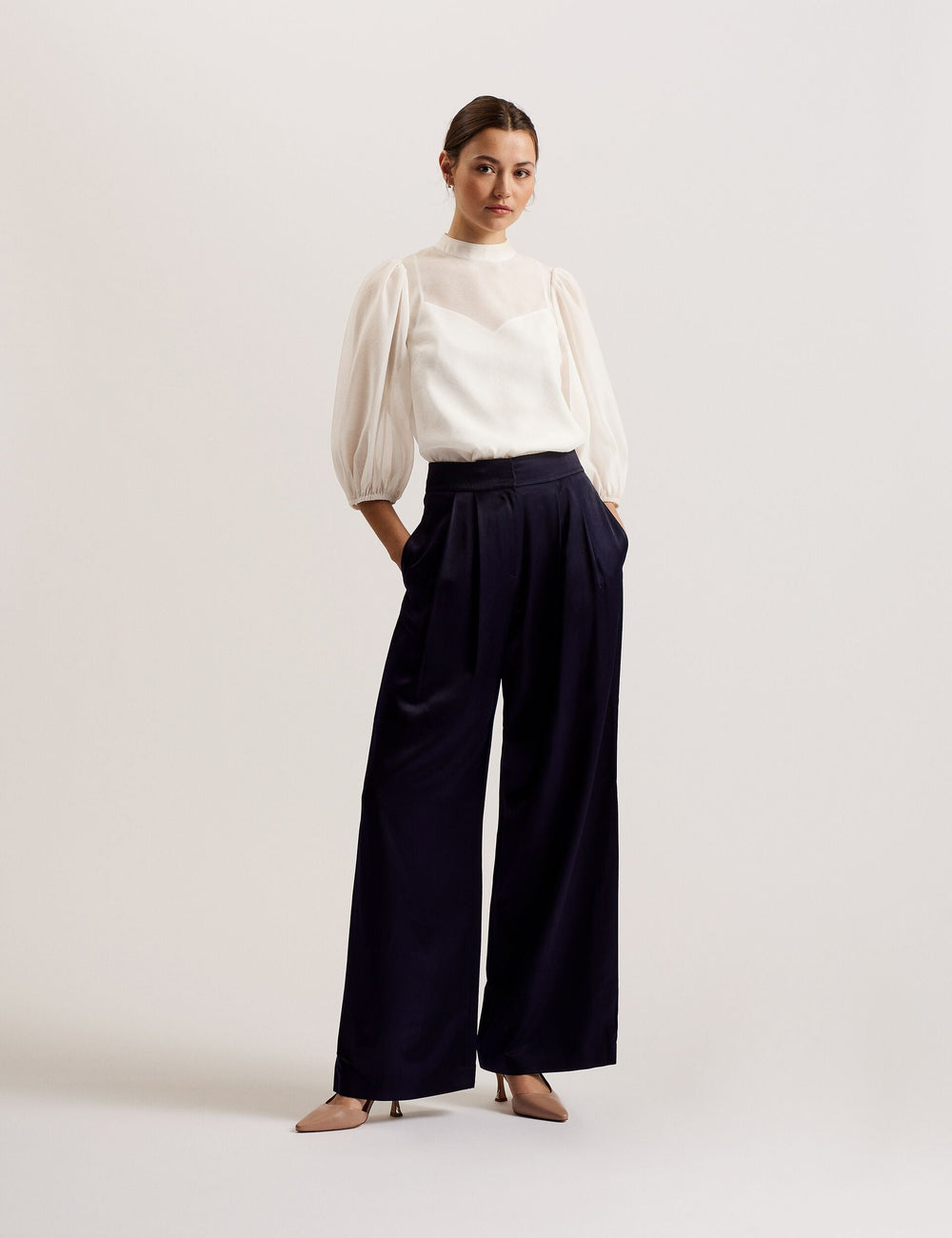 Women FRIAS - Sheer Organza Top with Balloon Sleeves - Ted Baker