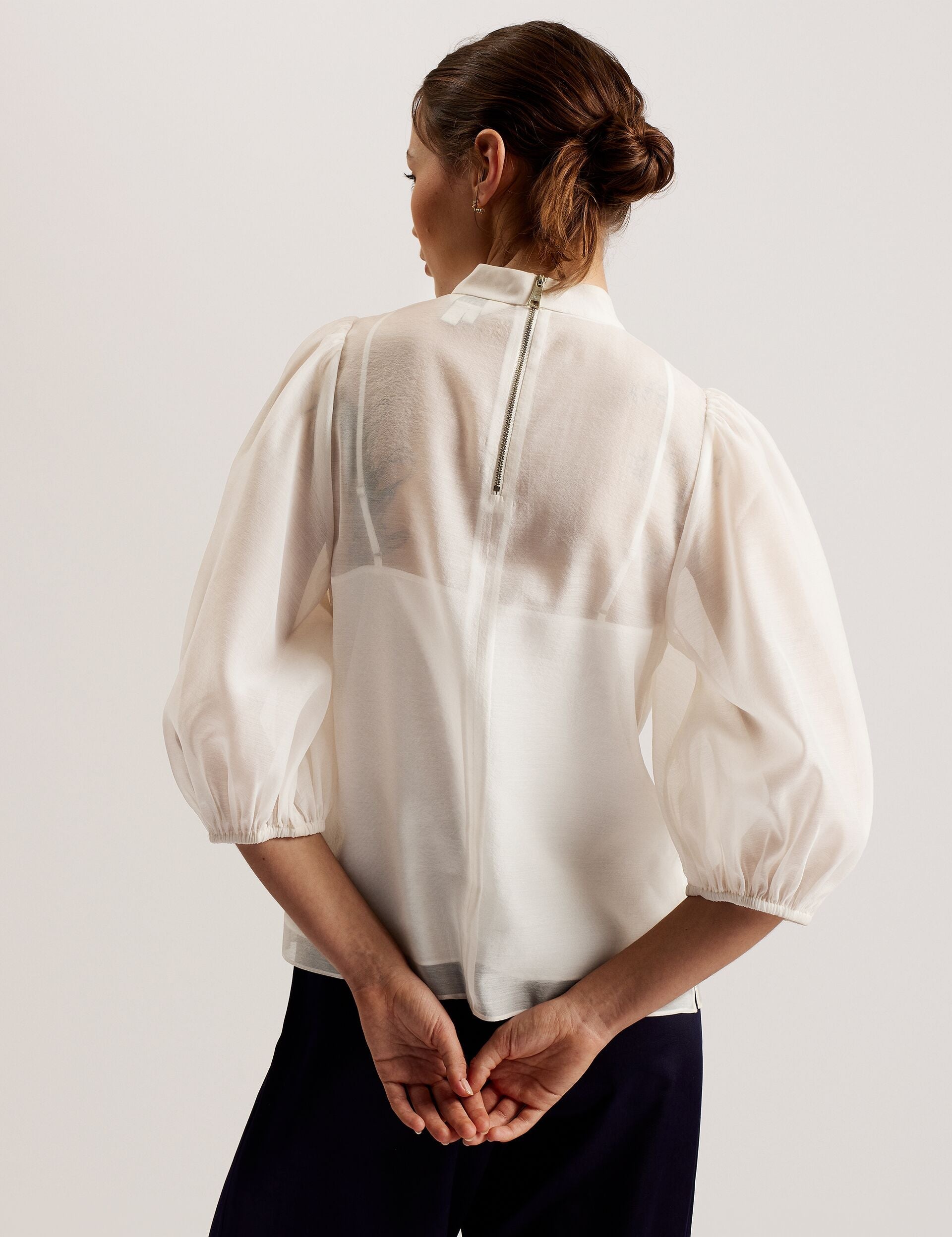 Women FRIAS - Sheer Organza Top with Balloon Sleeves - Ted Baker