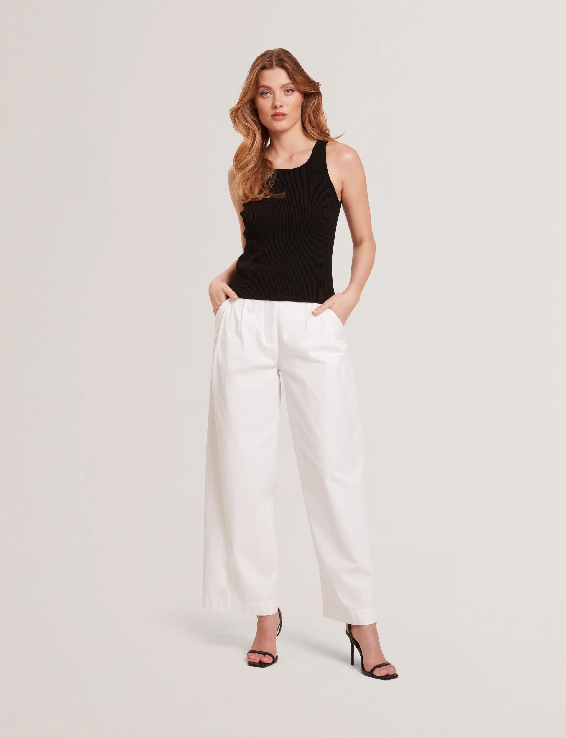 Women CREW NECK TANK TOP WITH RIB - Black - Ted Baker