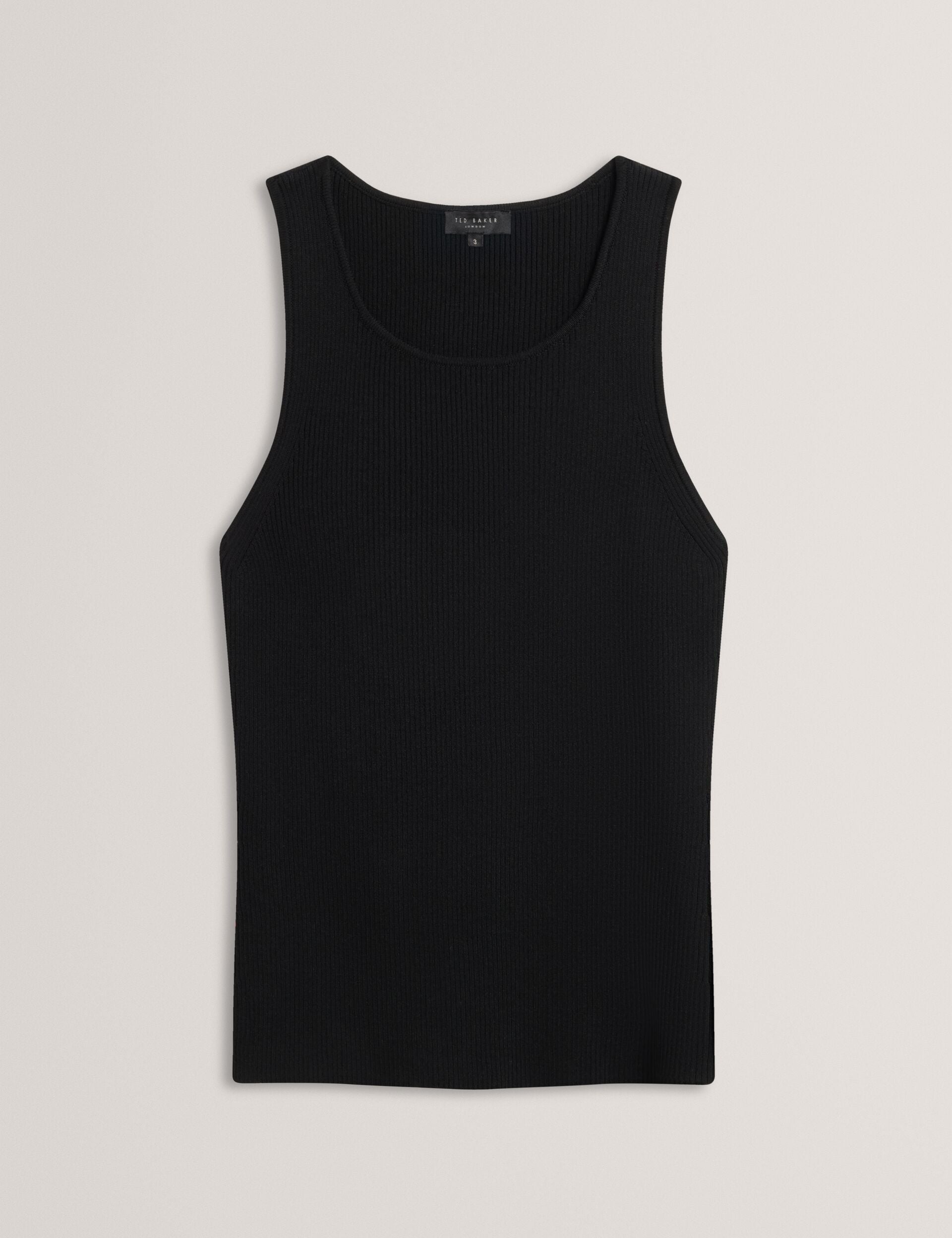 Women CREW NECK TANK TOP WITH RIB - Black - Ted Baker