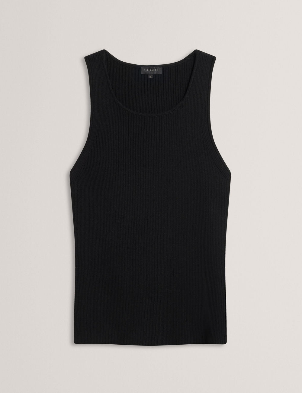 Women CREW NECK TANK TOP WITH RIB - Black - Ted Baker
