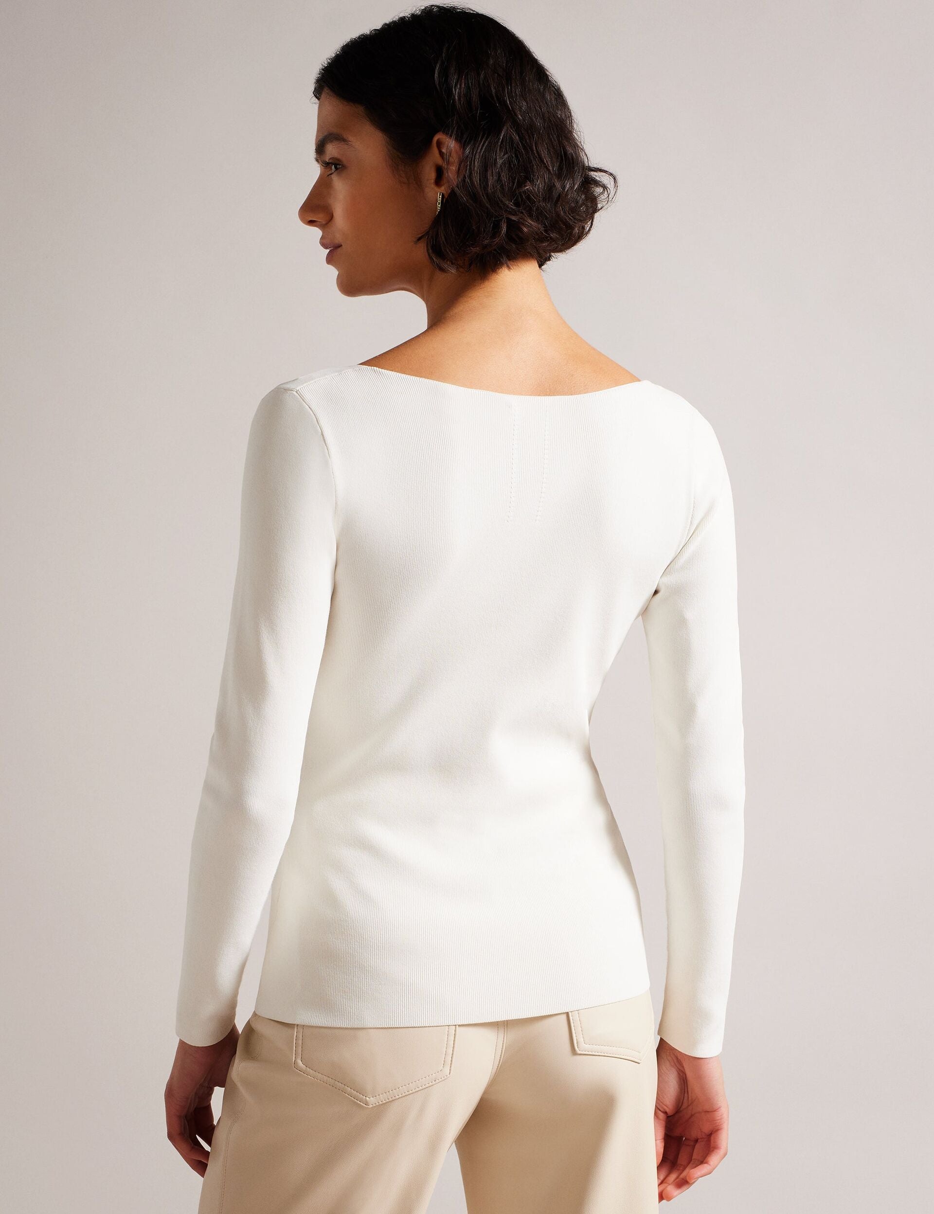 Women CILESTE - Fitted V-Neck Long Sleeve Knit Top - Ted Baker