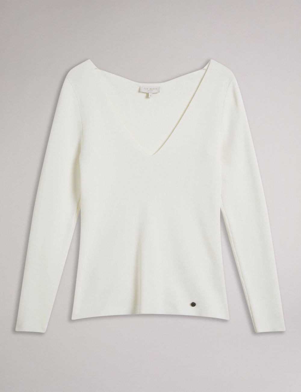 Women CILESTE - Fitted V-Neck Long Sleeve Knit Top - Ted Baker