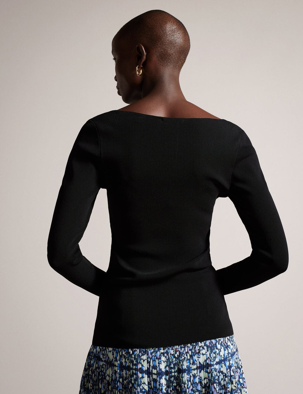 Women CILESTE - Fitted V-Neck Long Sleeve Knit Top - Ted Baker