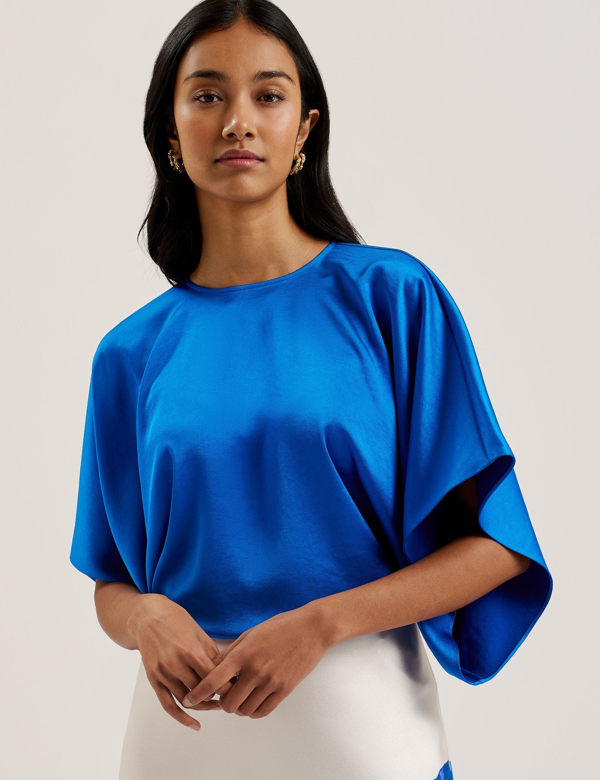 Women CHERIKA - Batwing Short Sleeve Satin Blouse - Ted Baker