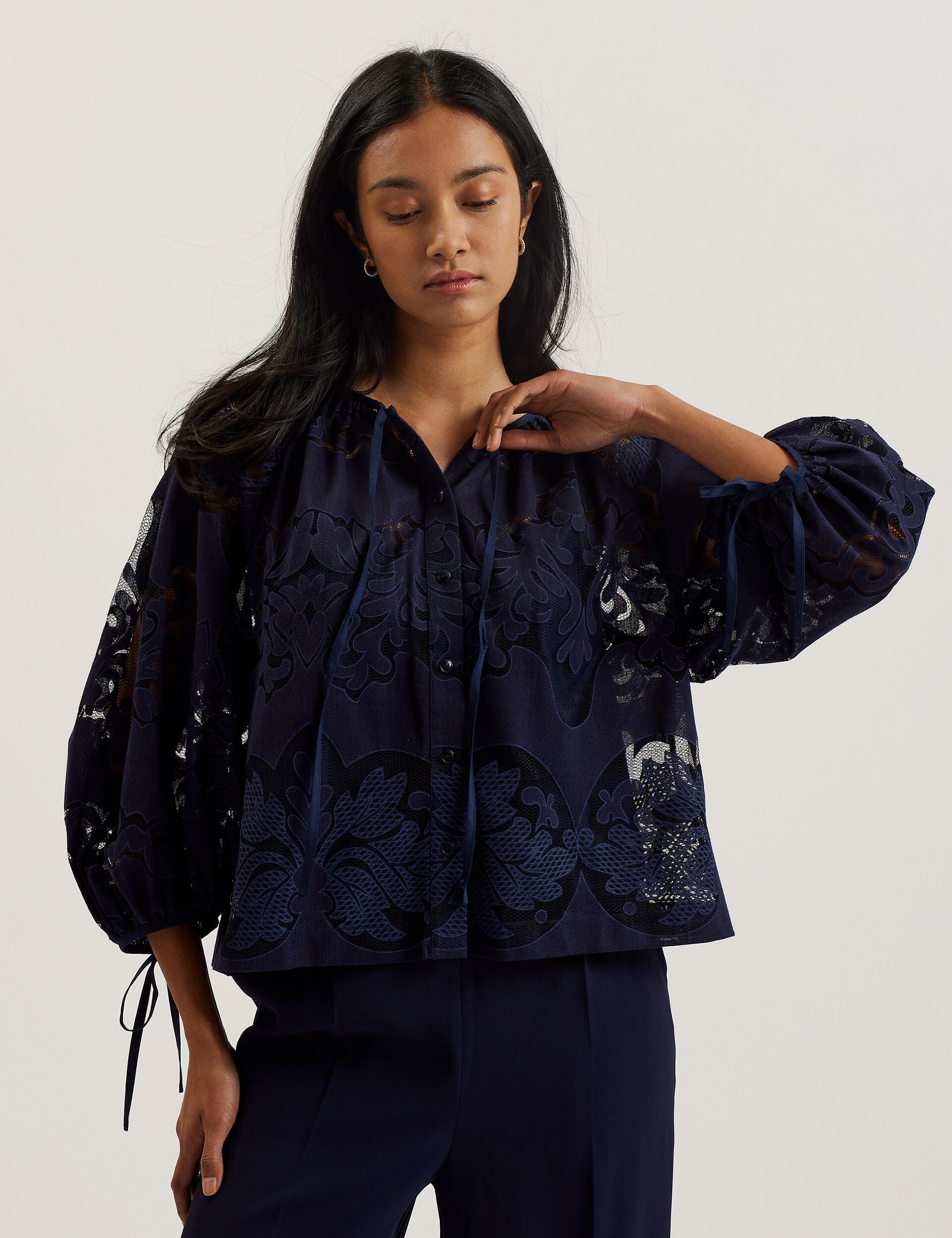Women BACINA - Lace 3/4 Balloon Sleeve Blouse - Ted Baker