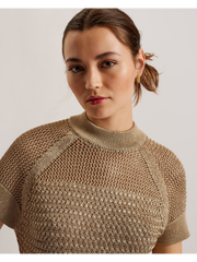 Women ABALY - Metallic Knitted Short Sleeve Top - Ted Baker