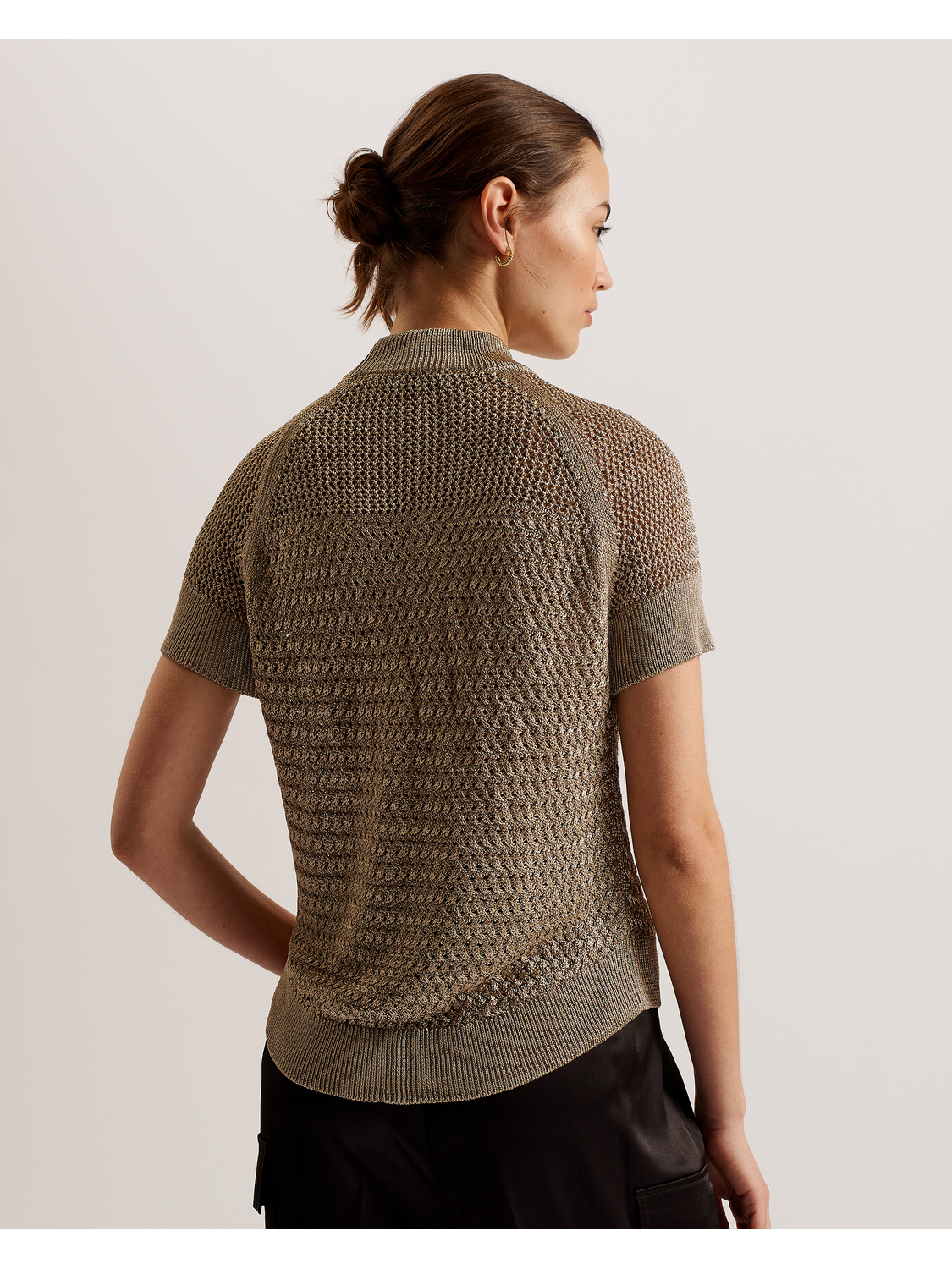 Women ABALY - Metallic Knitted Short Sleeve Top - Ted Baker