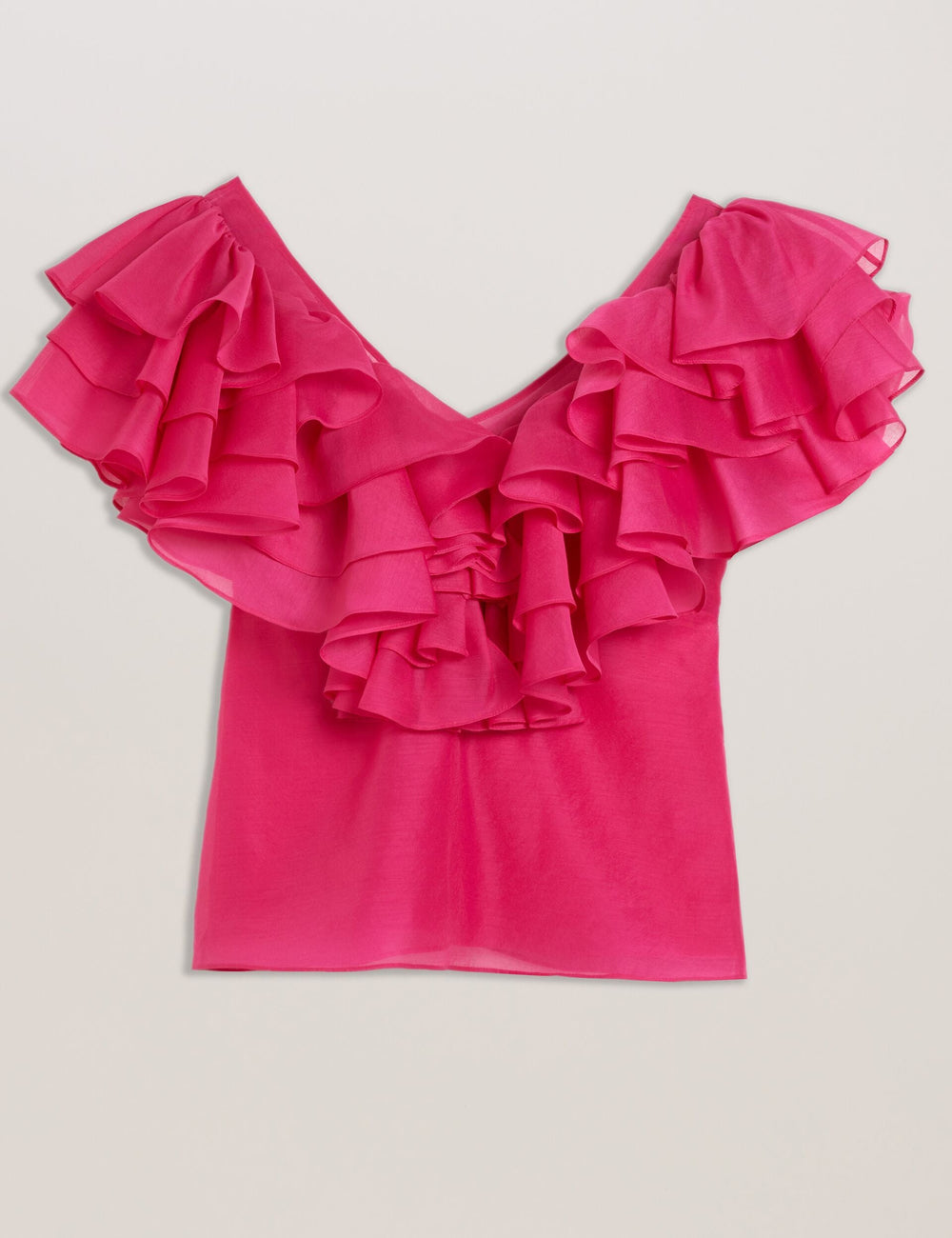 Women CALONDA - Oversized Frill Trim V-Neck Top - Ted Baker