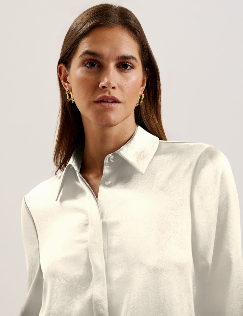 Women SONORA - Satin Longline Covered Placket Blouse - Ted Baker