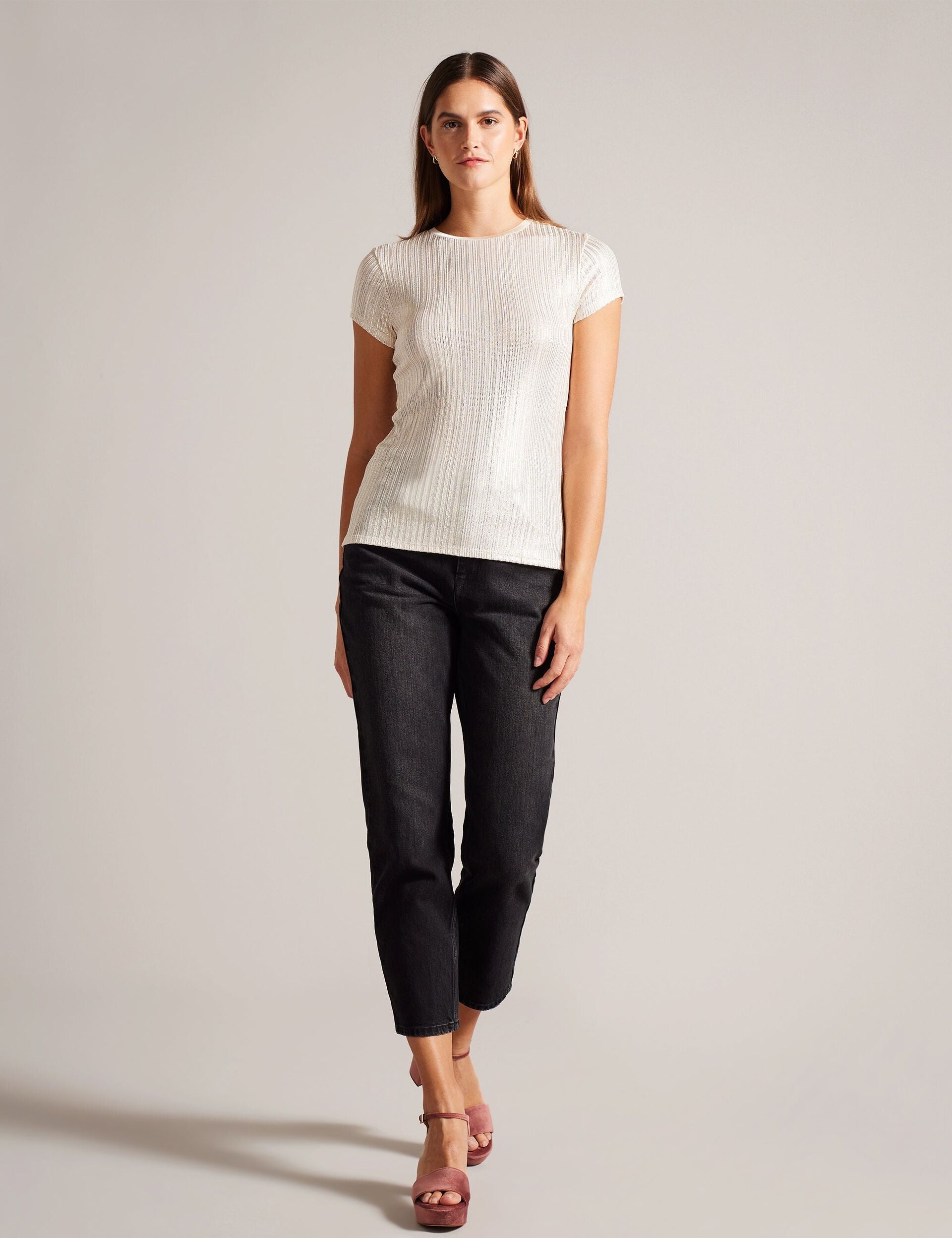 Women KATRINO - Metallic Short Sleeve Crew Neck - Ted Baker