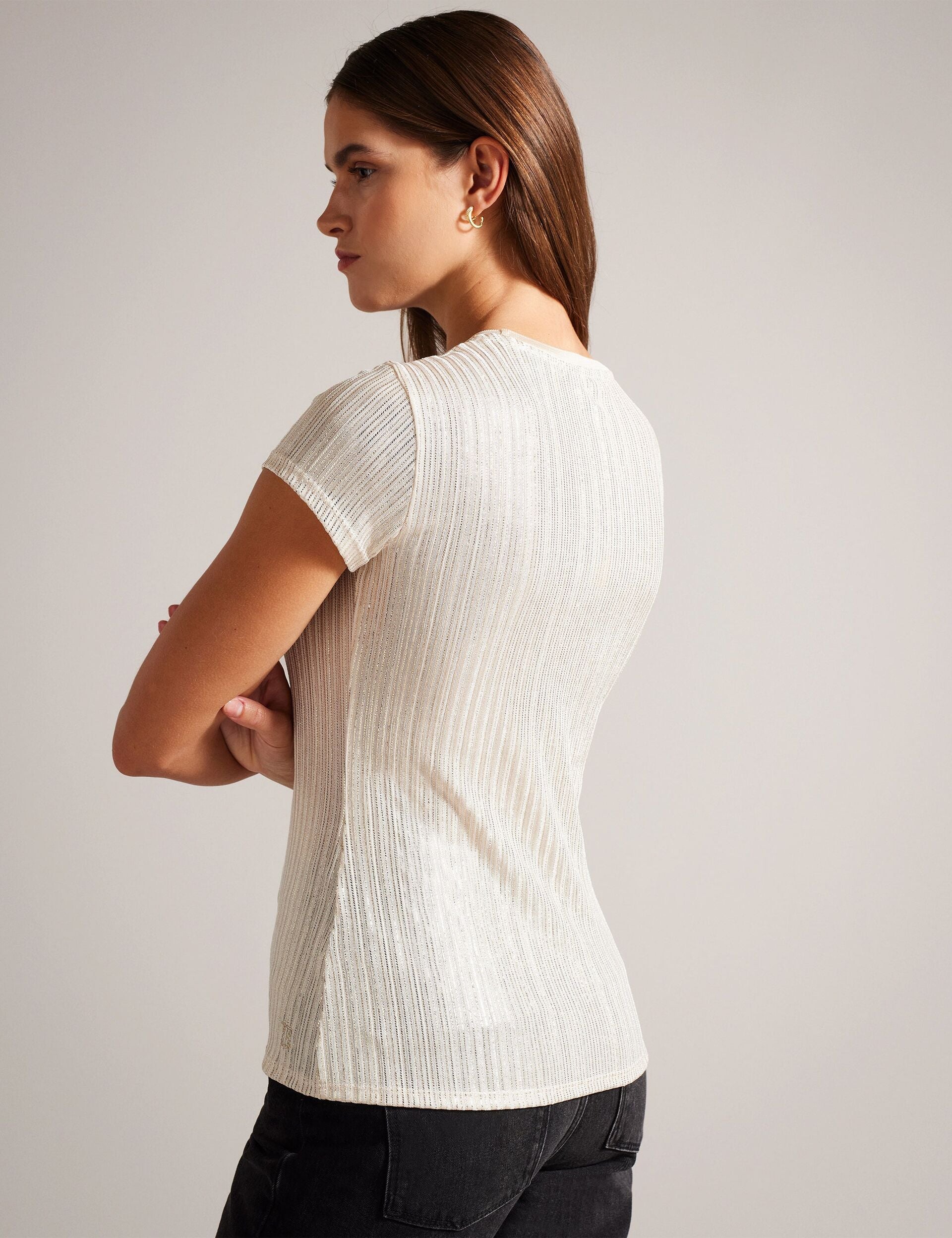 Women KATRINO - Metallic Short Sleeve Crew Neck - Ted Baker